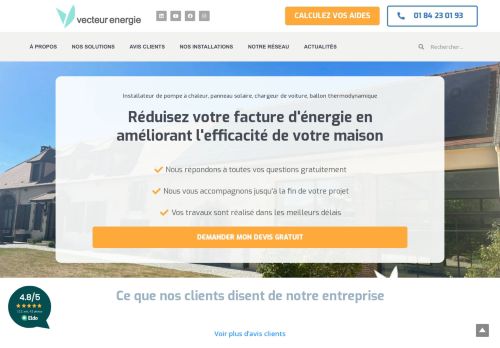Vecteur Energie pompe à chaleur et panneaux solaires