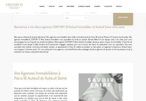 Agence immobilière CENTURY 21 Auteuil Immobilier Paris 16