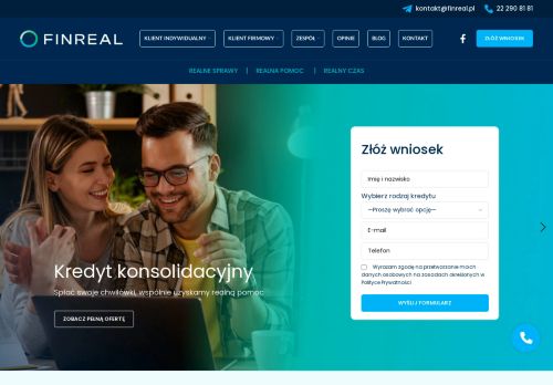 Finreal - konsolidacja chwilówek, kredyty konsolidacyjne, kredyty dla firm | Kredyty bez zdolności