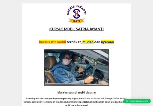 SATRIA JAYANTI JATIWARINGIN, KURSUS MOBIL JAKARTA