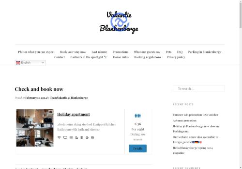 Vakantie @ Blankenberge jou appartement vanaf 36€