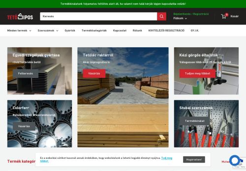 Bádogos üzlet és tetőanyag kereskedés webshop.tetosipos.hu